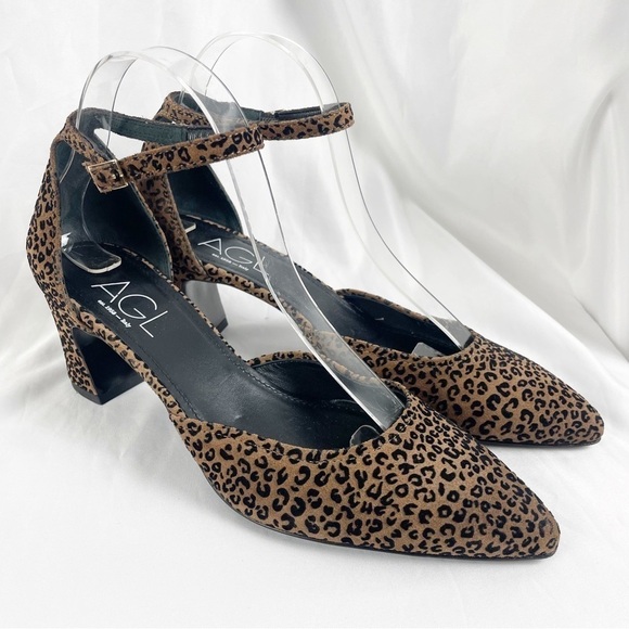 AGL Attilio Giusti Leombruni Leopard Cheetah D’Orsay Pointed Toe Heels Formal - Picture 4 of 8